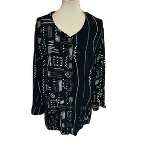 Vtg 90s Chicos Design Op Art Cover up Jacket